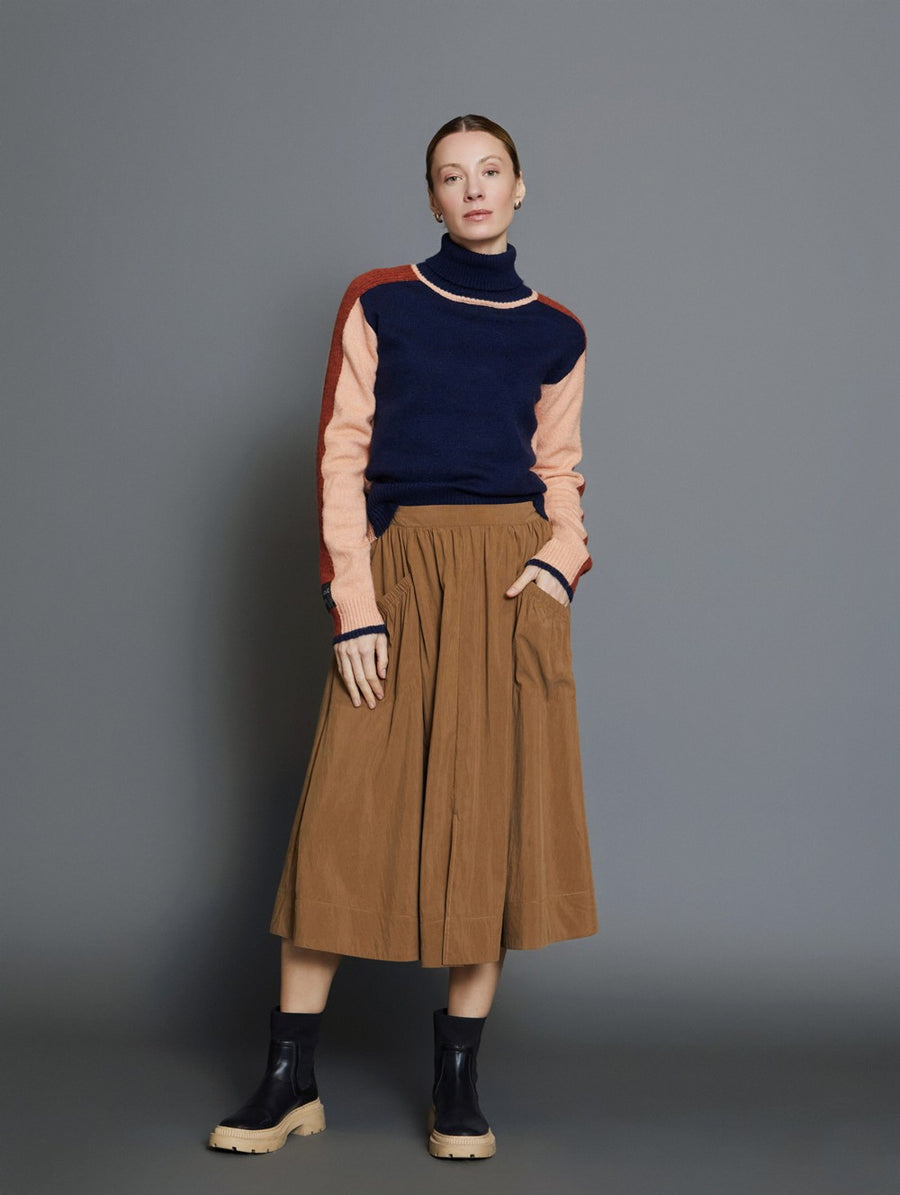 Colour Block Sweater in Navy, Peach and Rust