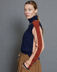 Colour Block Sweater in Navy, Peach and Rust