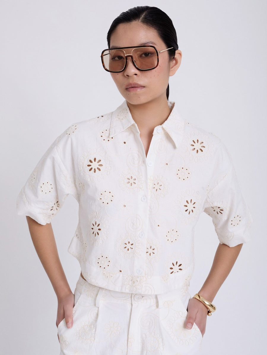 Swiss Embroidered Cotton Shirt