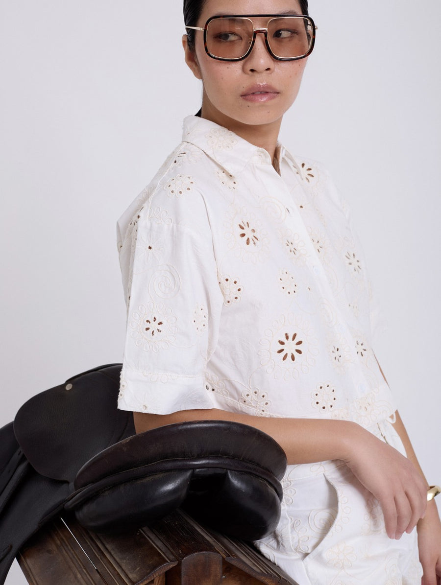 Swiss Embroidered Cotton Shirt