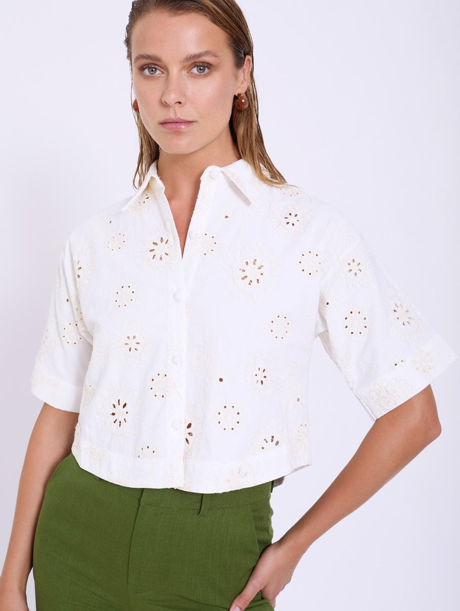 Swiss Embroidered Cotton Shirt
