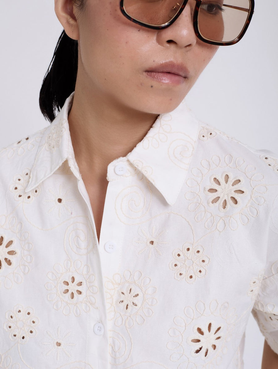 Swiss Embroidered Cotton Shirt