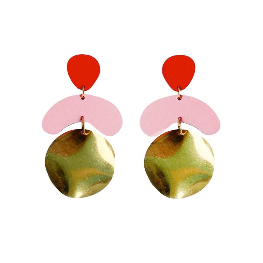 Megadrop Earrings in Red and Pink
