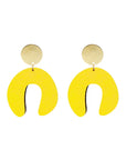 D Doodle Earrings in Wood and Brass Yellow