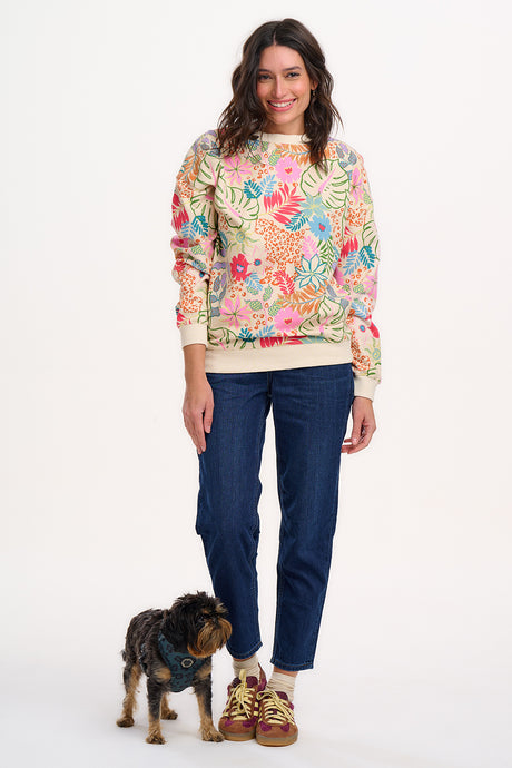 Eadie Relaxed Off-White Multi Painted Jungle