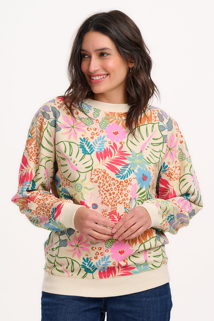 Eadie Relaxed Off-White Multi Painted Jungle