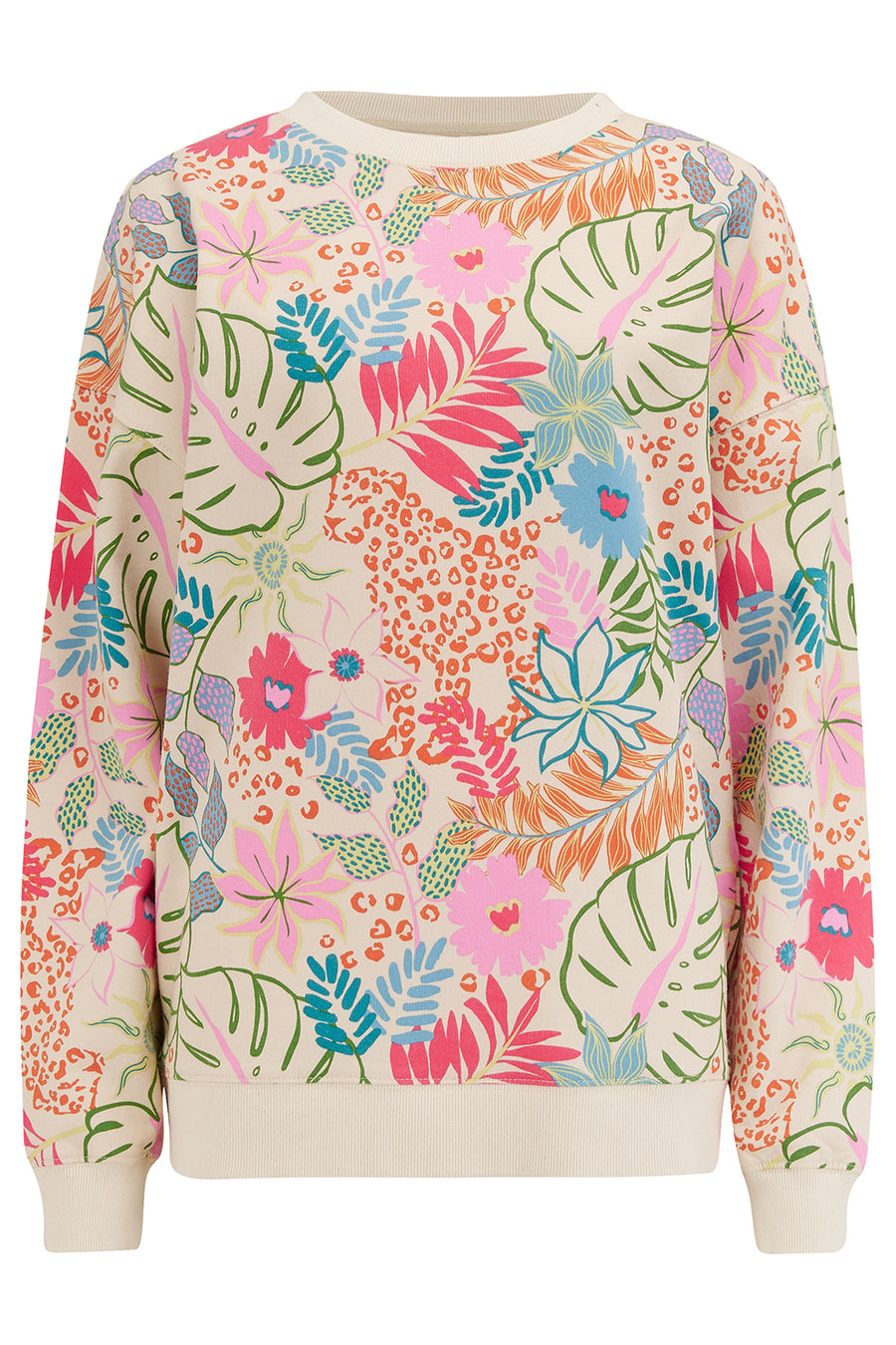 Eadie Relaxed Off-White Multi Painted Jungle