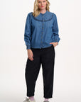 Heidi Frill Shirt in Washed Blue