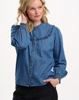 Heidi Frill Shirt in Washed Blue
