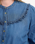 Heidi Frill Shirt in Washed Blue