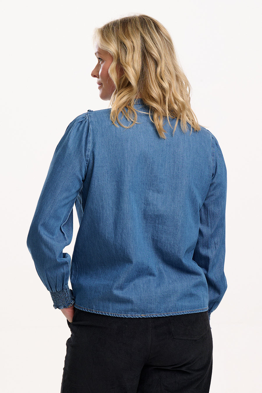 Heidi Frill Shirt in Washed Blue