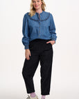 Heidi Frill Shirt in Washed Blue