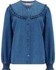 Heidi Frill Shirt in Washed Blue
