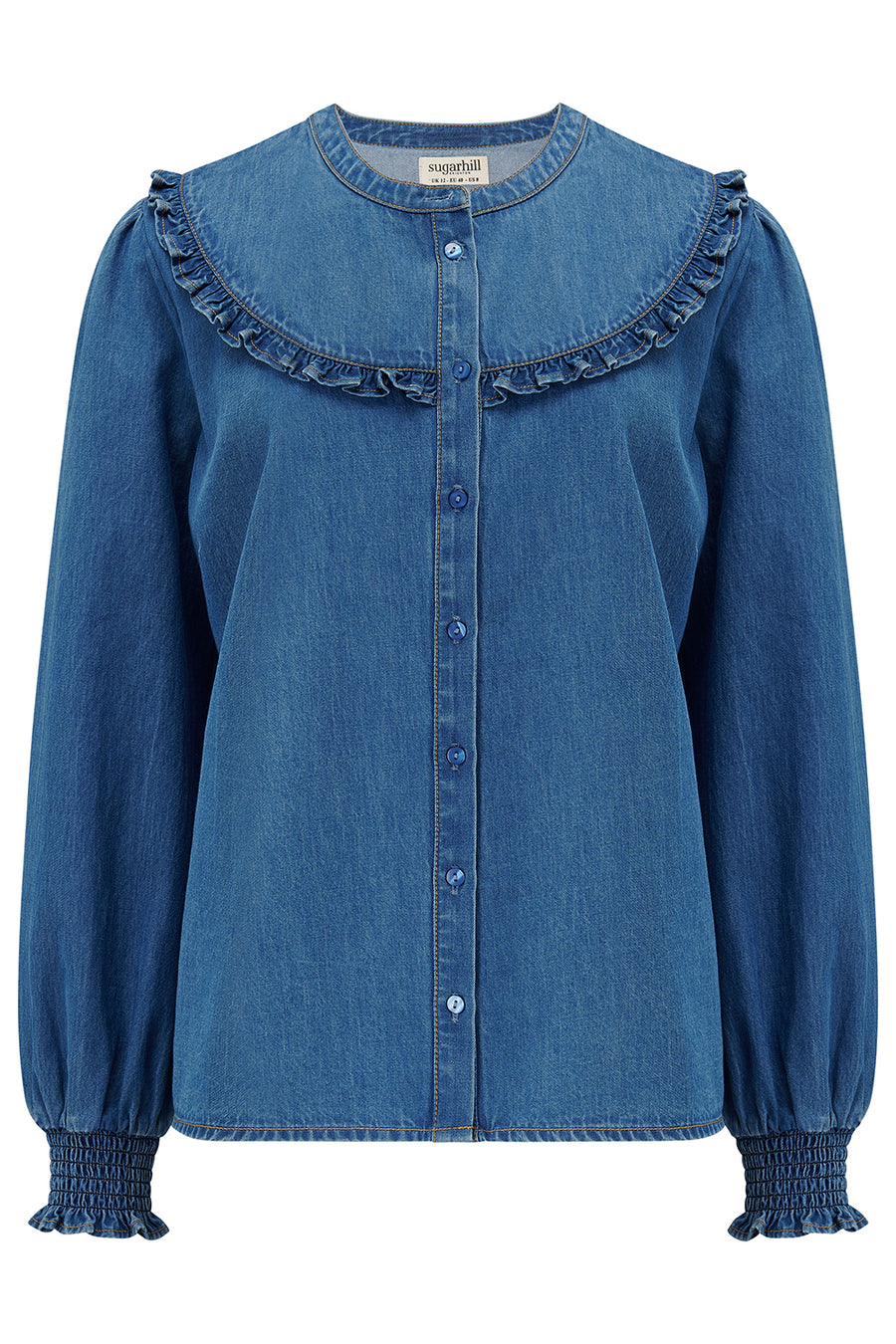Heidi Frill Shirt in Washed Blue
