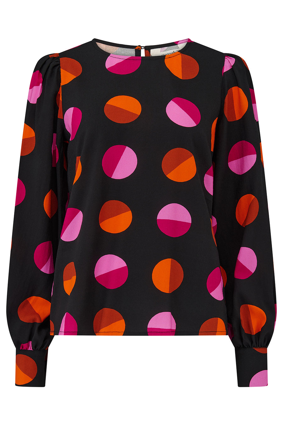 Ronnie Puff Sleeve Top in Black | Split Polka Dot
