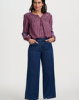 Leah Blouse in Rose Gingham Floral Embroidery