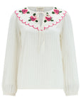 Nessie Blouse in Off White with Blooming Roses