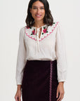 Nessie Blouse in Off White with Blooming Roses