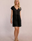 V Neck Black Dress