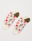 Women's Bamboo Arty Trainer Socks in Starfish Sea Chalk