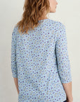 Gypsophilia Notch Neck Top in Shaded Flowers Chalk
