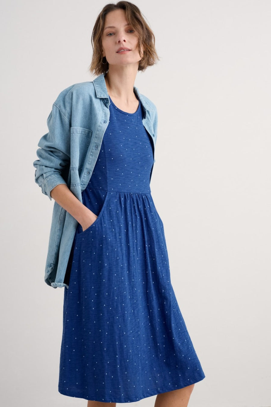 Enor Dress in Dotty Speckle Bright Marine