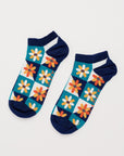 Women's Bamboo Arty Trainer Socks in Starfish Sea Chalk