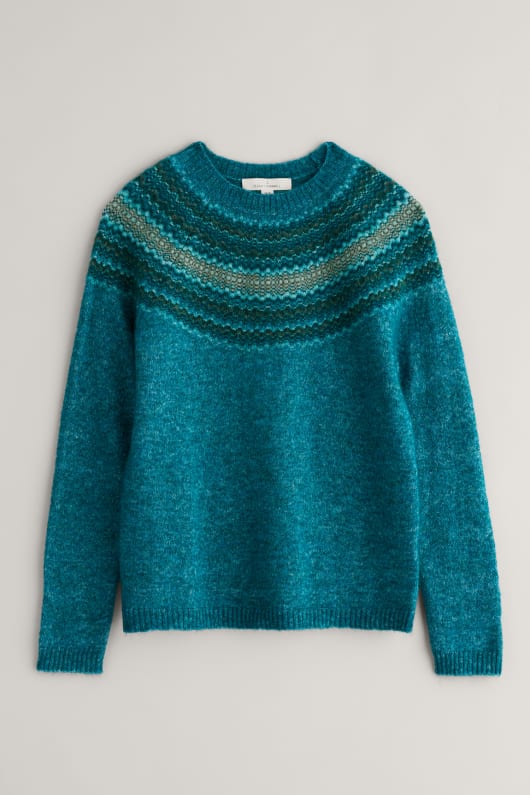 Spruce Frost Mohair-Blend Fair Isle Jumper