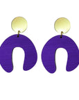 D Doodle Earrings in Wood and Brass Purple