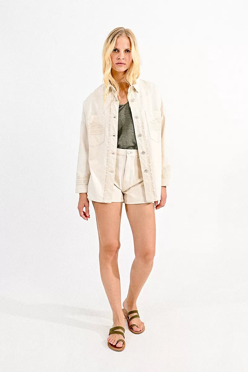 Embroidered Overshirt Jacket