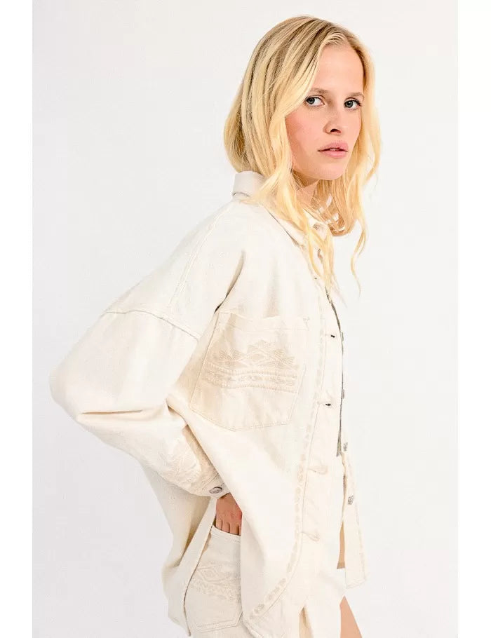 Embroidered Overshirt Jacket