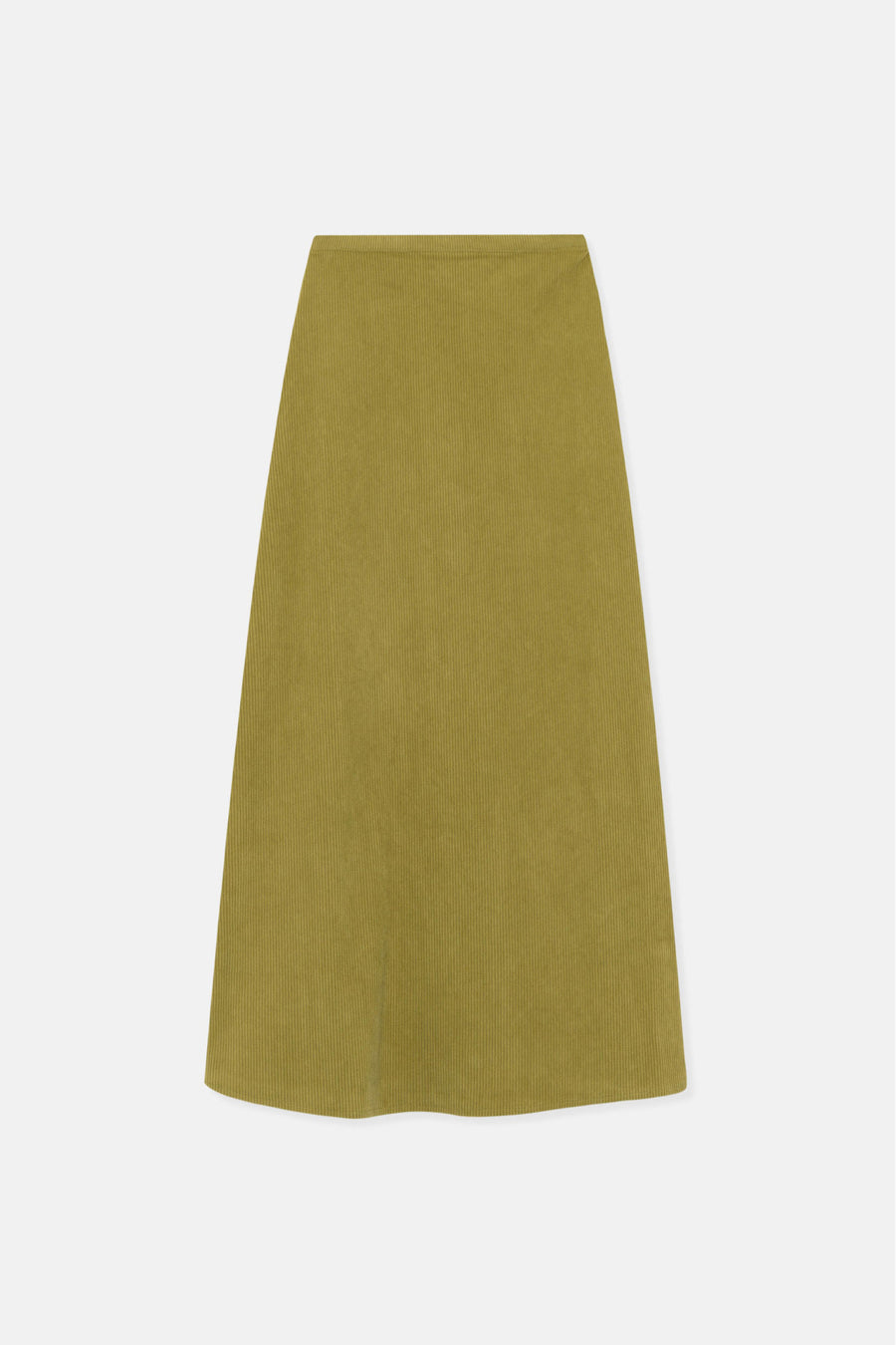 Green High-Waisted Corduroy Midi Skirt
