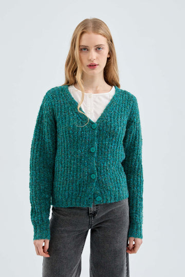 Green Thick Knit Cardigan