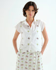 Shirt with Elephant and Palm Tree Print
