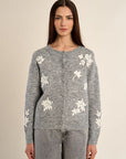 Knit Cardigan with Floral Embroidery