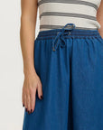 Allegra Midi Skirt in Deep Blue Denim
