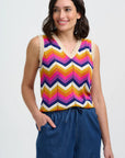 Rosy Knit Vest in Multi Sunset Chevron
