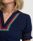 Luella Jersey Top in Navy Zig Zags