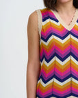 Rosy Knit Vest in Multi Sunset Chevron