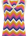 Rosy Knit Vest in Multi Sunset Chevron