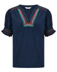 Luella Jersey Top in Navy Zig Zags