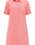 Zoe Mini Shirt Dress in Coral