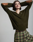 Sweater with Faux Leather Elbows