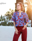 Effy V Neck Top in Blue