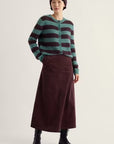 Window Wren Cord Midi Skirt in Seedbed