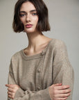 Cardigan with Asymetric Buttons and Buckle