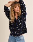 V Neck Polka Dot Cardigan