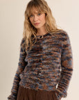 Brushed Knit Cardigan in Denim Blue