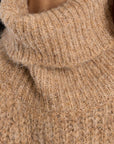 Knitted Turtleneck Sleeveless Sweater in Beige