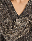 Rhinestone V Neck Blouse